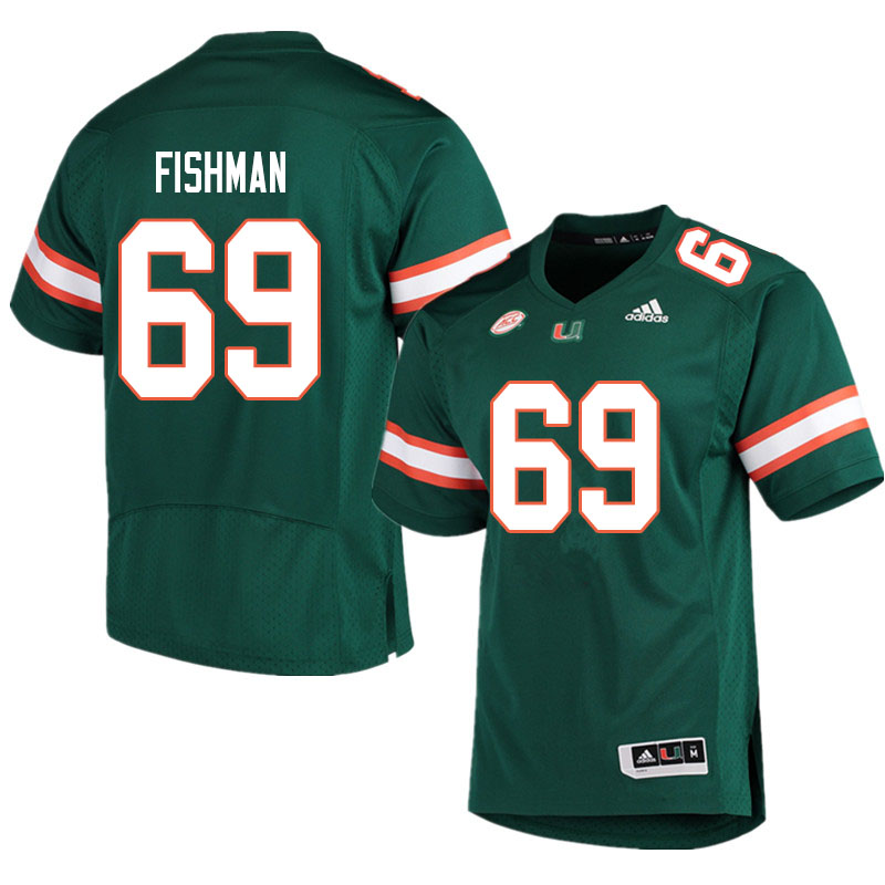 Men #69 Sam Fishman Miami Hurricanes College Football Jerseys Sale-Green